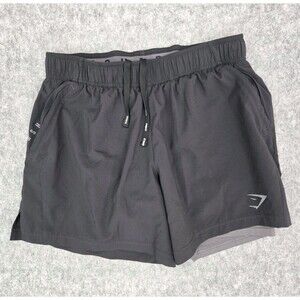 Gymshark 2-in-1 Running Training Shorts in a Black with Gray Lining Men’s Size L